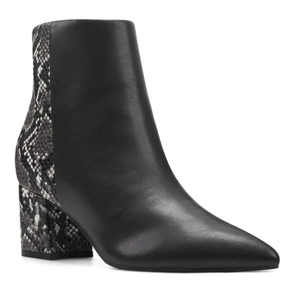 Nine West Shoes - Nine West Iliora Snakeskin Black Ankle Boots 7.5